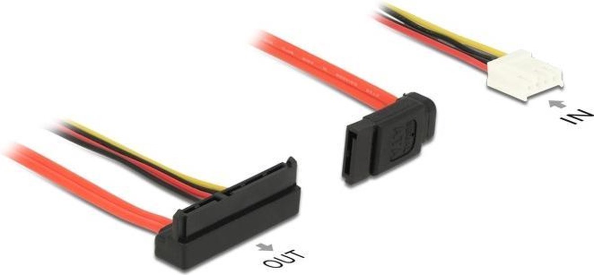 DeLOCK 0.3m, SATAIII 7p + Floppy 4p/SATAIII 22p SATA-kabel 0,3 m SATA 7-pin + Molex (4-pin) SATA 22-pin Zwart, Rood