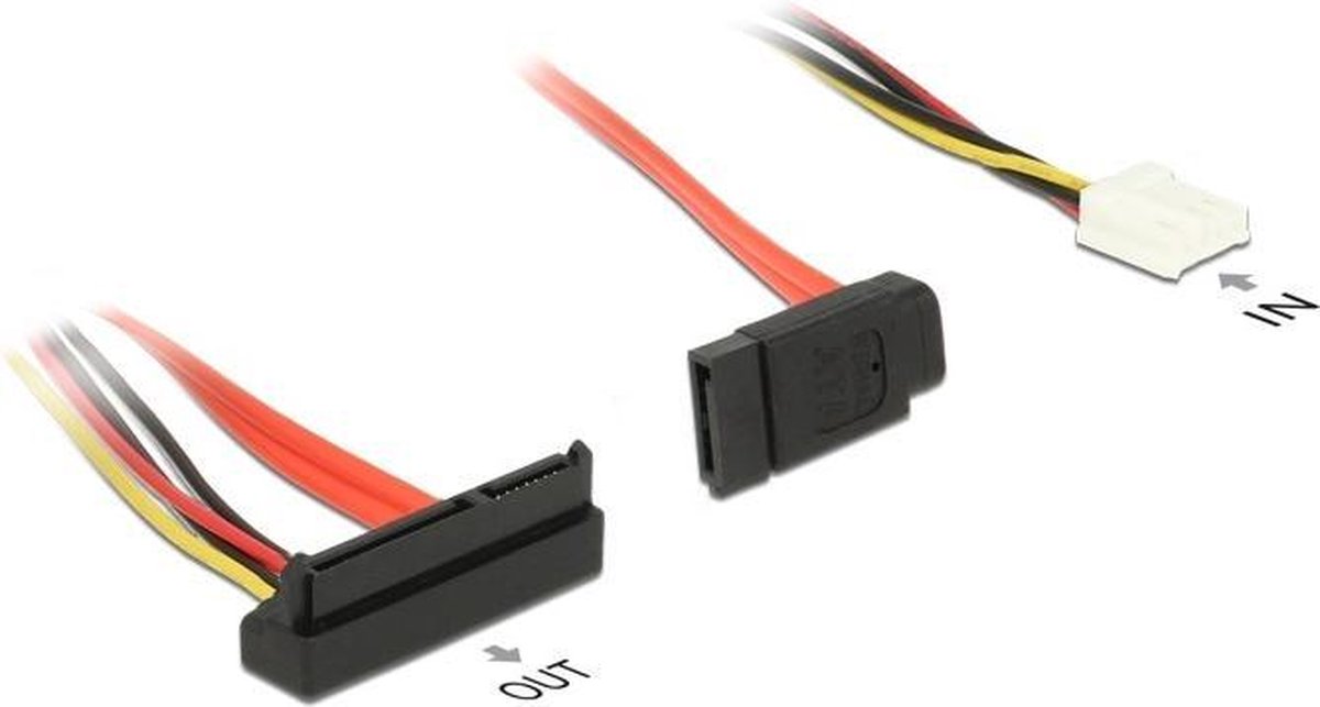 DeLOCK 0.3m, SATAIII 7p + Floppy 4p/SATAIII 22p SATA-kabel 0,3 m SATA 7-pin + Molex (4-pin) SATA 22-pin Zwart, Rood