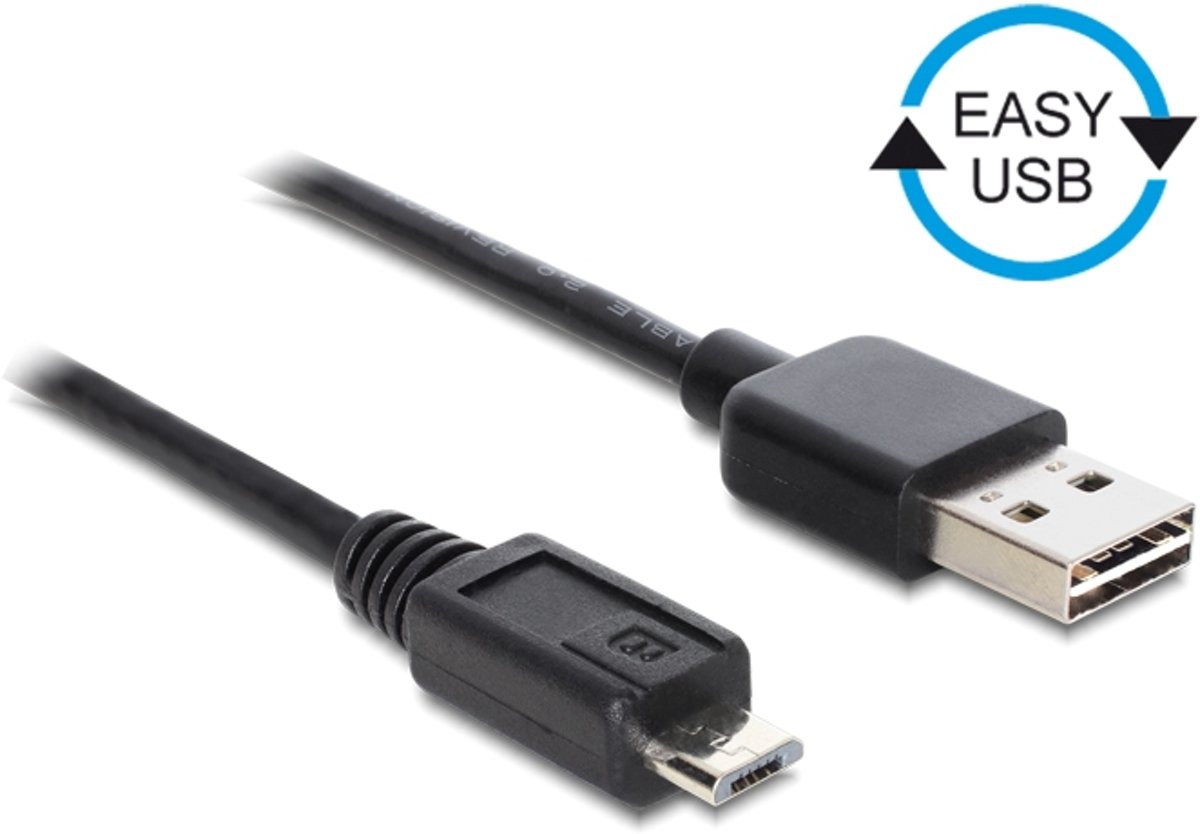 DeLOCK 0.5m, USB2.0-A/USB2.0 Micro-B USB-kabel 0,5 m USB A Micro-USB B Mannelijk Zwart