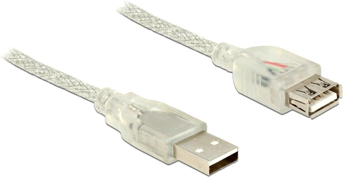 DeLOCK 1.5m, 2xUSB2.0-A 1.5m USB A USB A Mannelijk Vrouwelijk Transparant USB-kabel