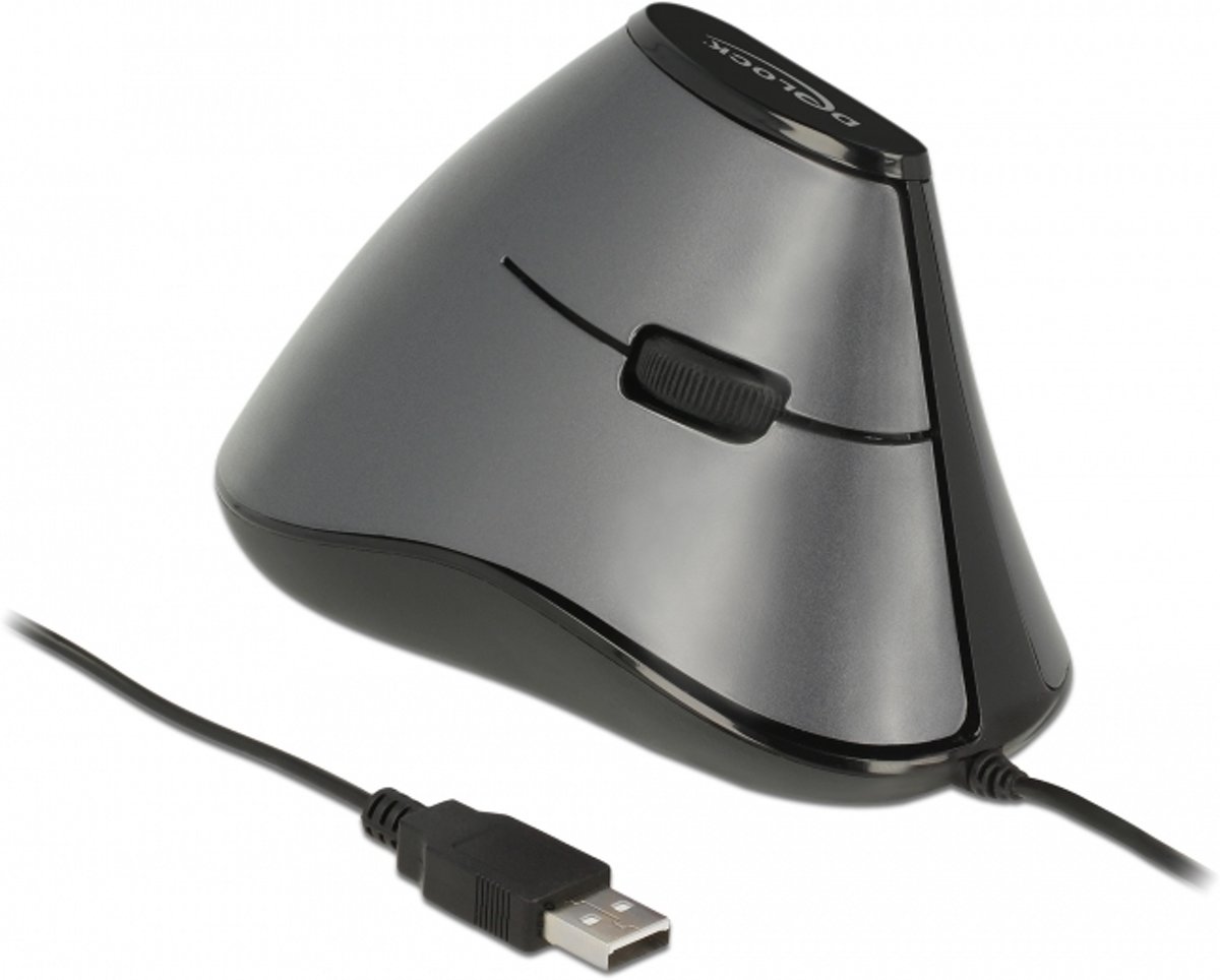 DeLOCK 12527 muis USB Optisch 800 DPI Zwart, Grijs