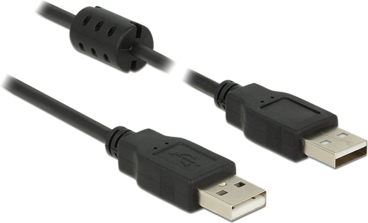 DeLOCK 2m, 2xUSB 2.0-A 2m USB A USB A Mannelijk Mannelijk Zwart USB-kabel