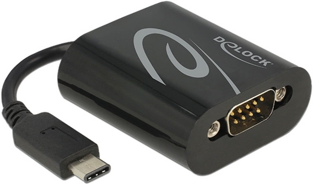 DeLOCK 62740 USB Type-C RS-232 Zwart kabeladapter/verloopstukje