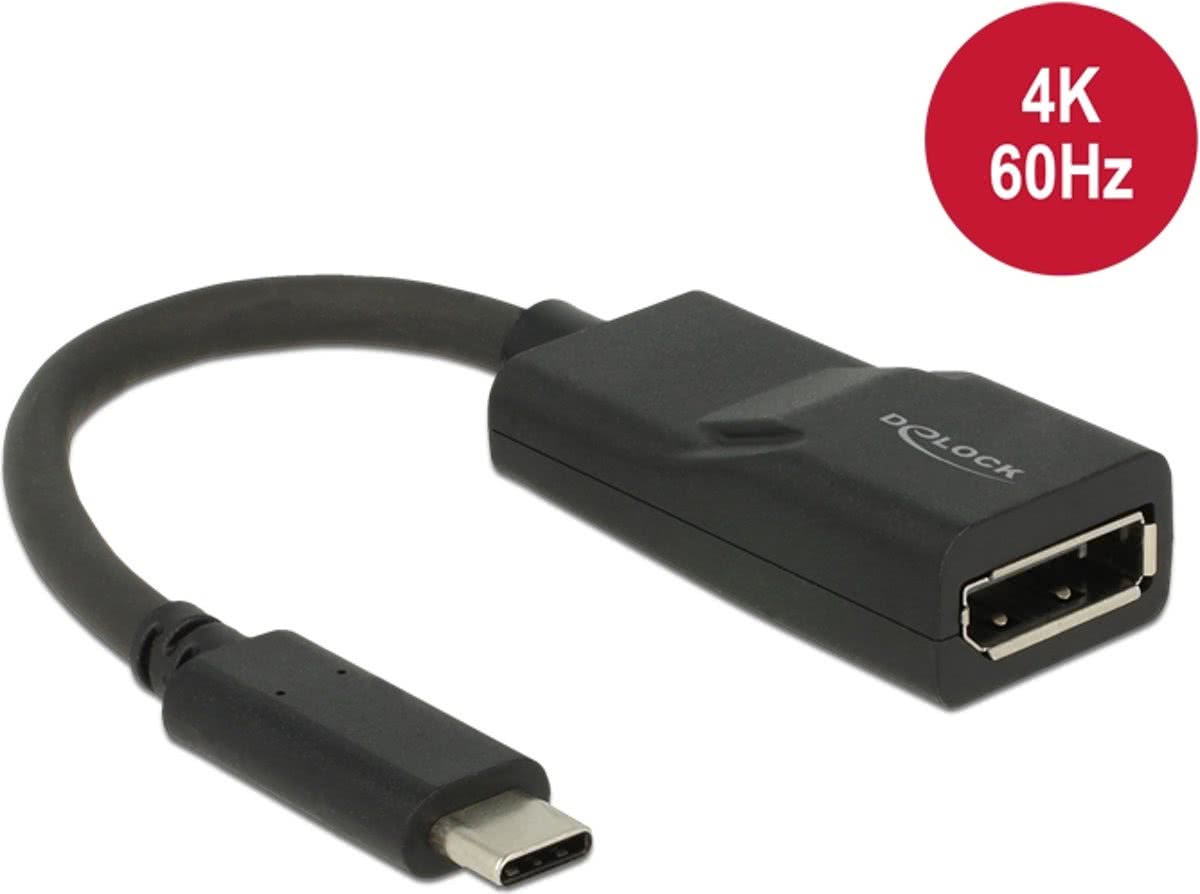 DeLOCK 62748 USB Type-C Displayport Zwart kabeladapter/verloopstukje