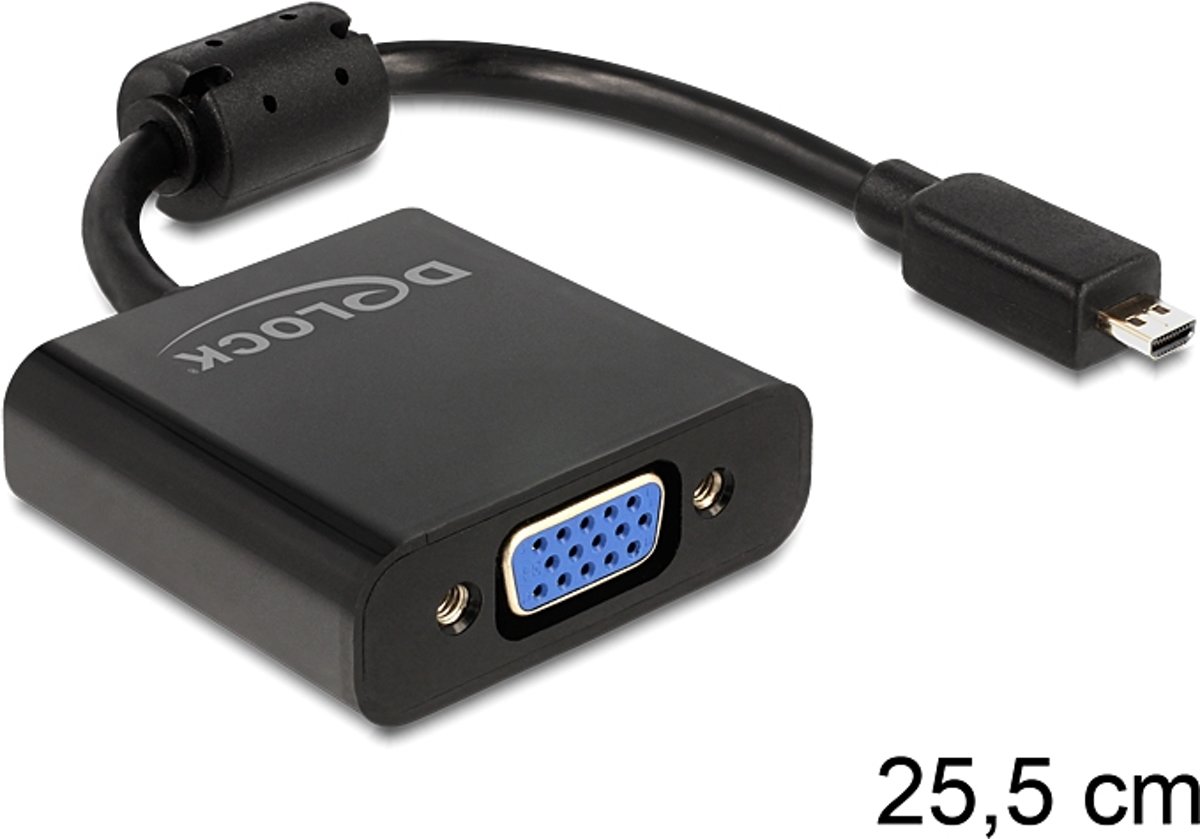 DeLOCK 65513 HDMI-micro D VGA Zwart kabeladapter/verloopstukje