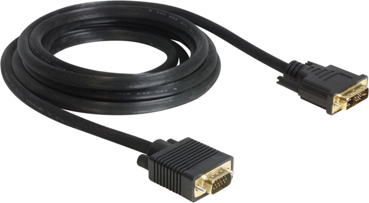 DeLOCK 83241 2m DVI-A VGA (D-Sub) Zwart video kabel adapter