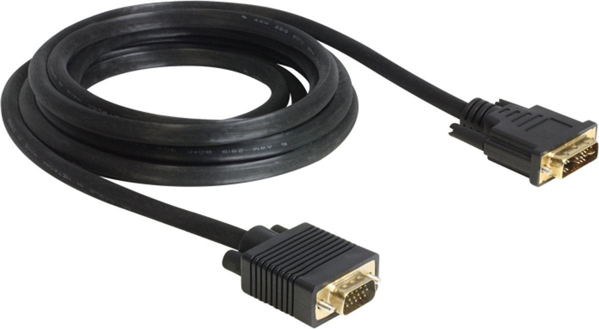 DeLOCK 83242 3m DVI-A VGA (D-Sub) Zwart video kabel adapter