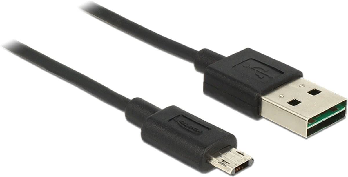 DeLOCK 83845 0.5m USB A Micro-USB B Mannelijk Mannelijk Zwart USB-kabel