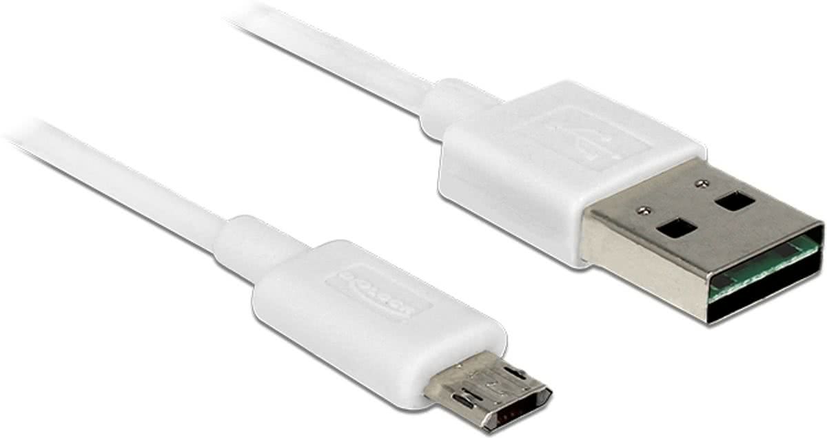 DeLOCK 84805 0.2m USB A Micro-USB B Mannelijk Mannelijk Wit USB-kabel