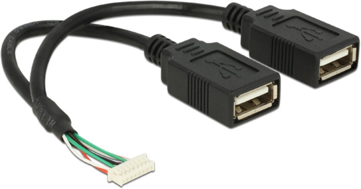 DeLOCK 84833 0.15m 2 x USB A Vrouwelijk Vrouwelijk Zwart USB-kabel