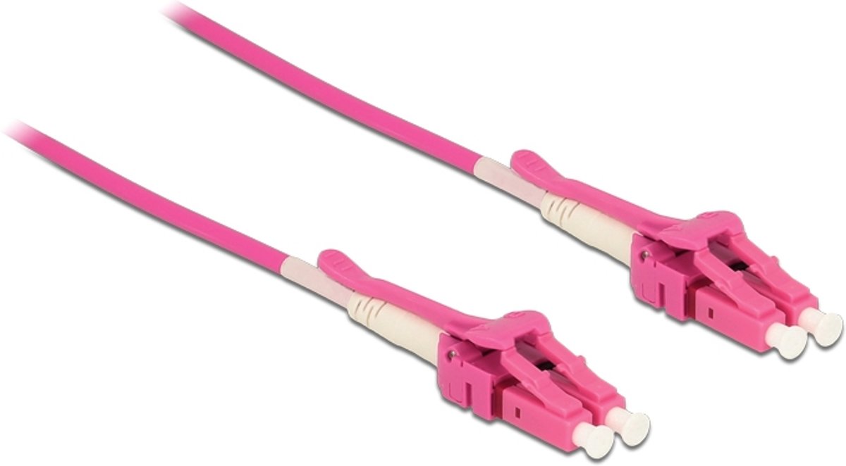 DeLOCK 85132 Glasvezel kabel 1 m OM4 LC Roze