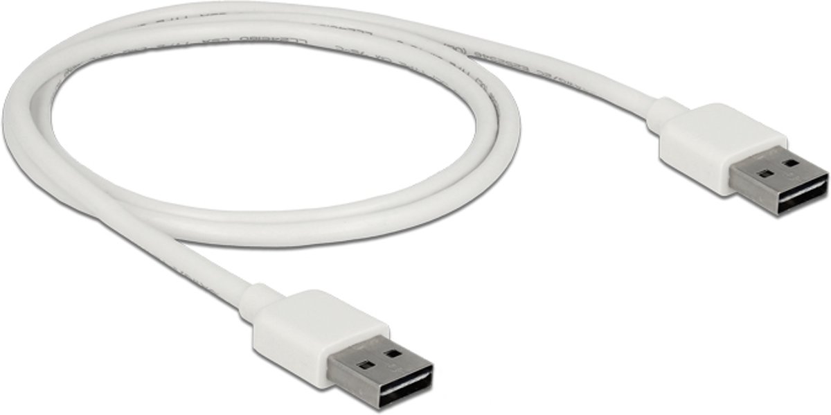 DeLOCK 85193 1m USB A USB A Mannelijk Mannelijk Wit USB-kabel