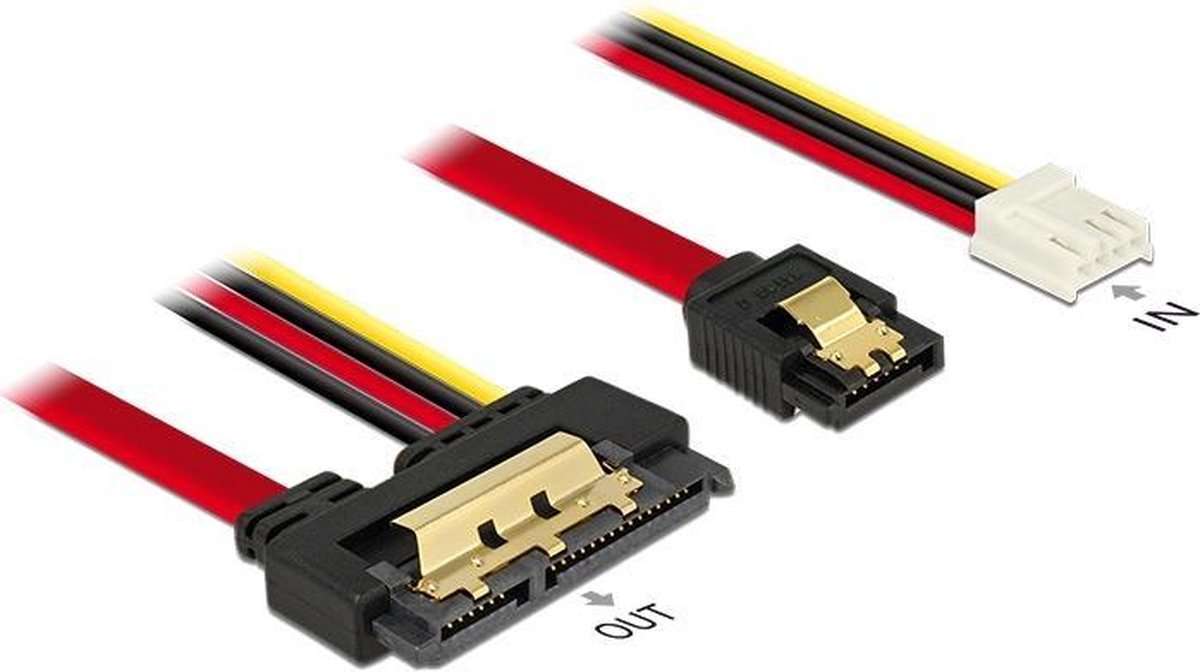 DeLOCK 85234 SATA-kabel 0,3 m SATA 7-pin + Molex (4-pin) SATA 22-pin Zwart