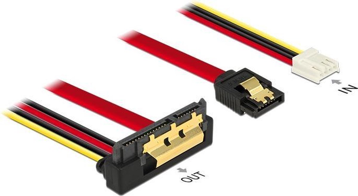 DeLOCK 85235 SATA-kabel 0,3 m SATA 7-pin + Molex (4-pin) SATA 22-pin Zwart