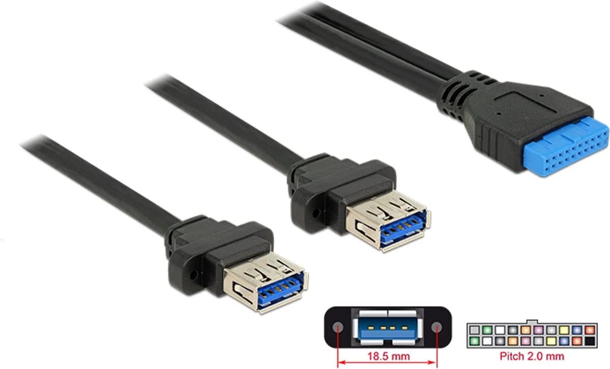 DeLOCK 85244 USB 3.0 USB 3.0 Zwart kabeladapter/verloopstukje