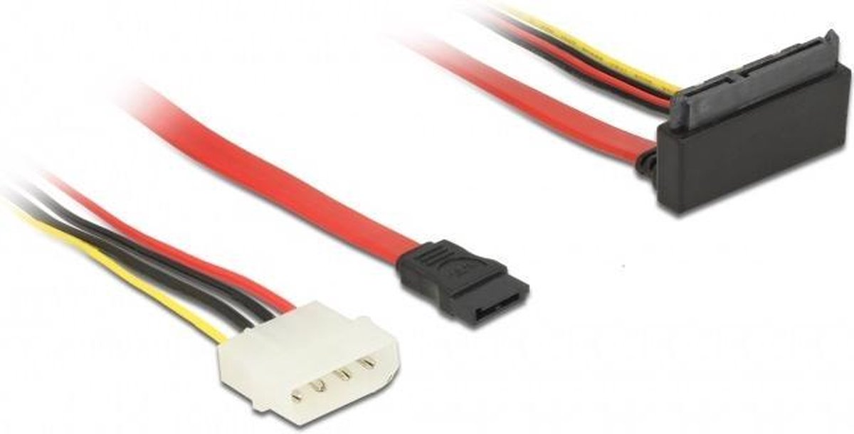 DeLOCK 85514 SATA-kabel 0,3 m 1 x Molex 4 pin 1 x SATA 22 pin, 1 x SATA 7 pin Multi kleuren