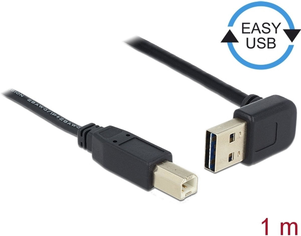 DeLOCK 85558 1m USB A USB B Mannelijk Mannelijk Zwart USB-kabel