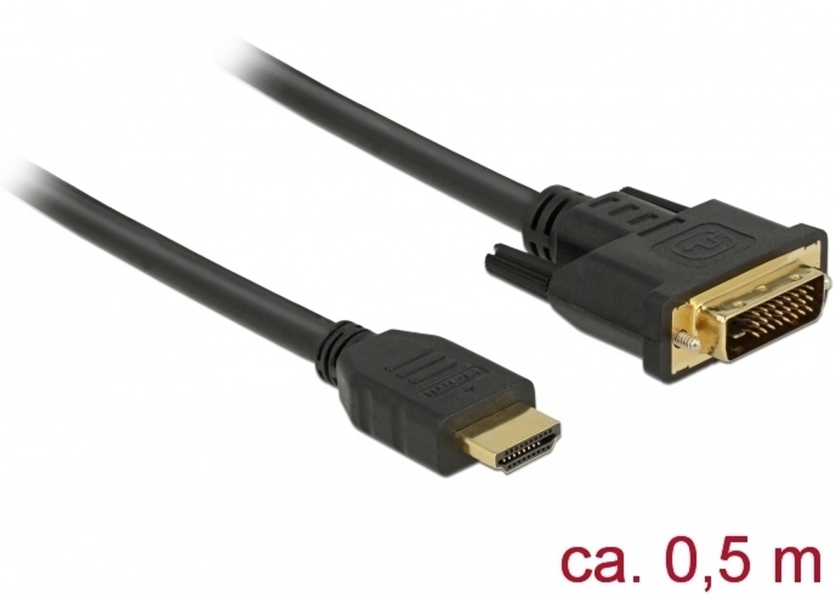 DeLOCK 85651 video kabel adapter 0,5 m HDMI Type A (Standard) DVI Zwart