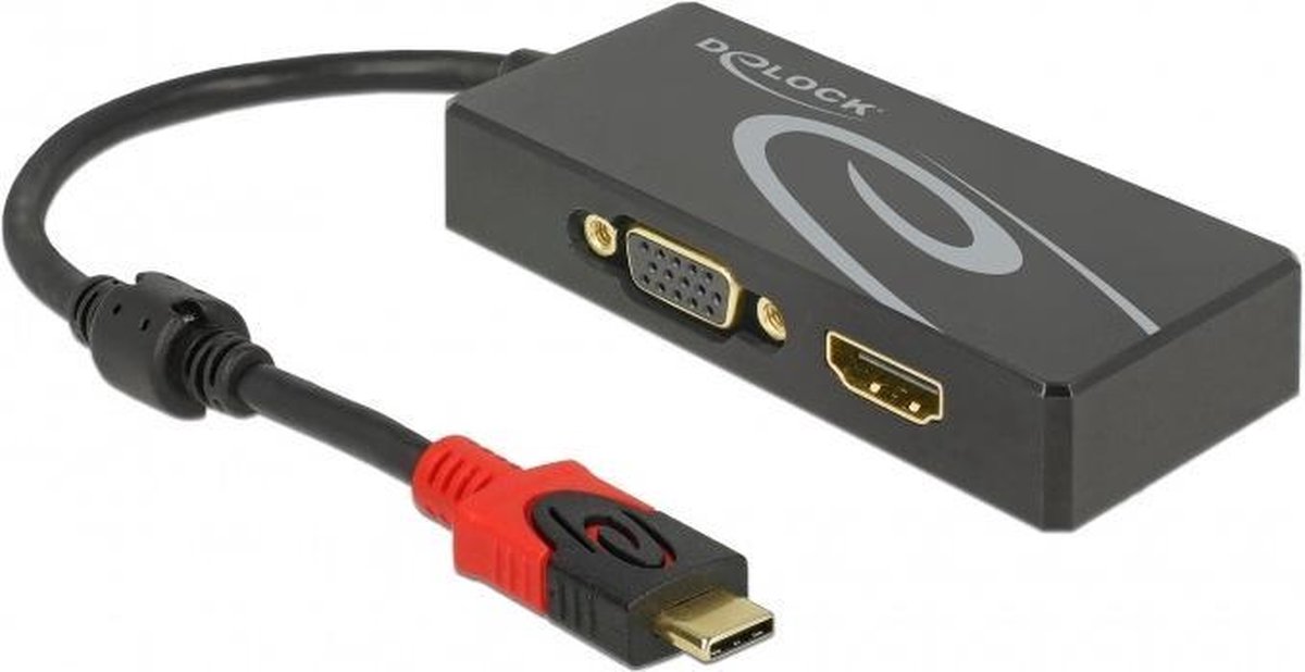 DeLOCK 87730 video kabel adapter 0,2 m USB C HDMI + VGA (D-Sub) Zwart