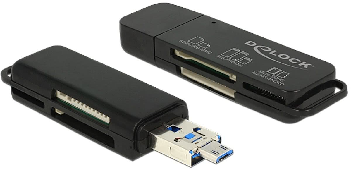 DeLOCK 91737 USB/Micro-USB Zwart geheugenkaartlezer