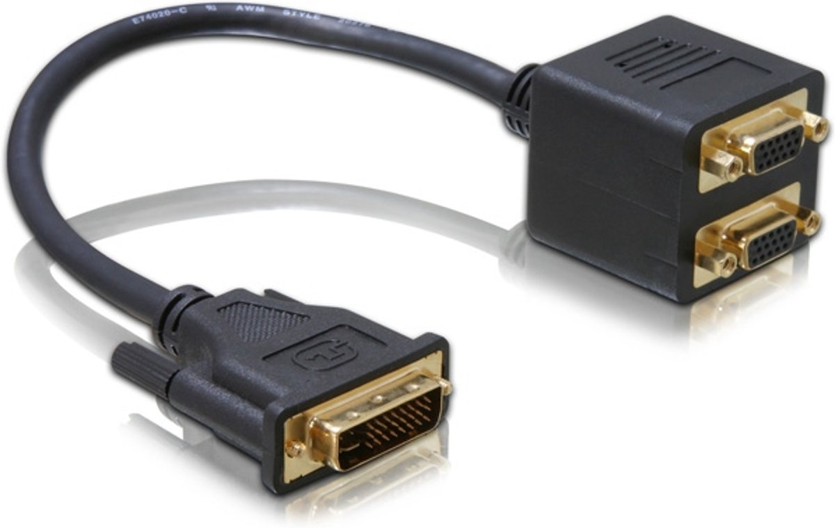 DeLOCK Adapter DVI29 male to 2x VGA female DVI29 VGA (x2) Zwart kabeladapter/verloopstukje