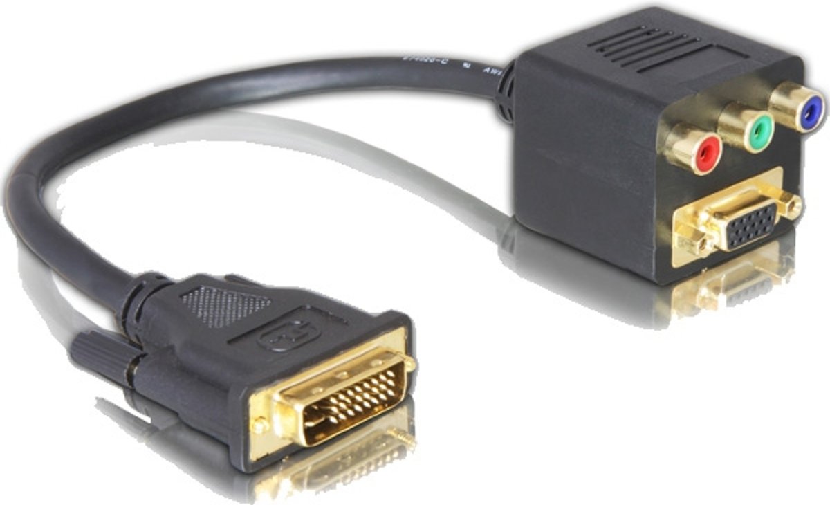 DeLOCK Adapter DVI29 male to VGA + 3x Cinch female DVI29 YPbPr; VGA Zwart kabeladapter/verloopstukje