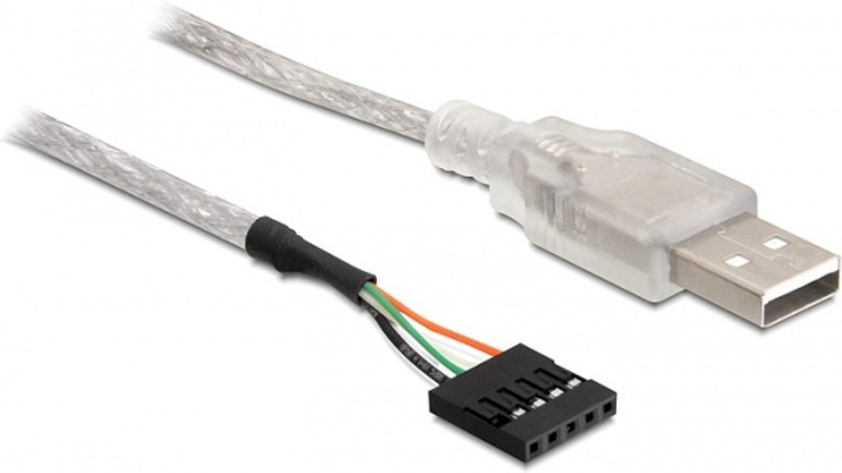 DeLOCK Cable USB 2.0-A male to pin header pin header 5pin Zilver