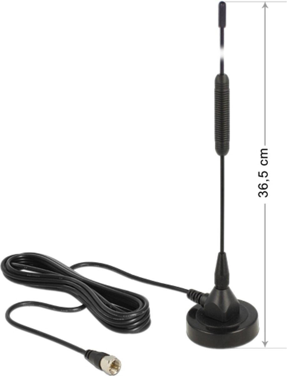 DeLOCK DAB+ Antenne met F (m) connector - 0 dBi - 2 meter