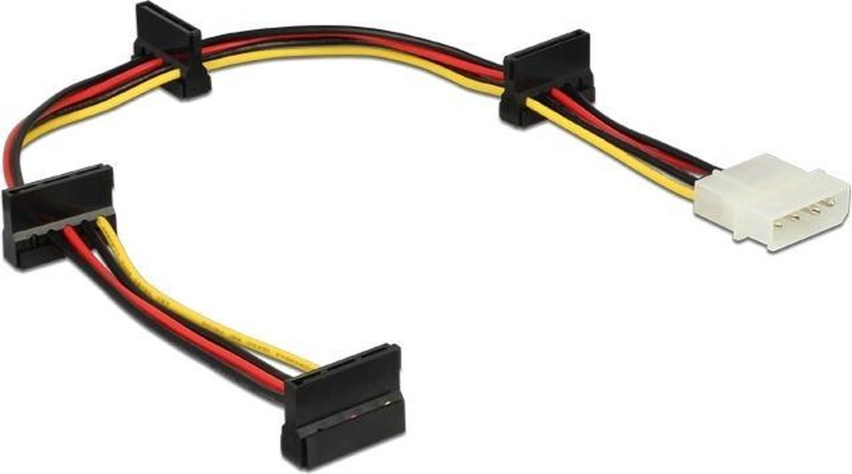 DeLOCK Molex (m) - 4x SATA (v) splitter met verticale kabeldoorvoer - 0,40 meter