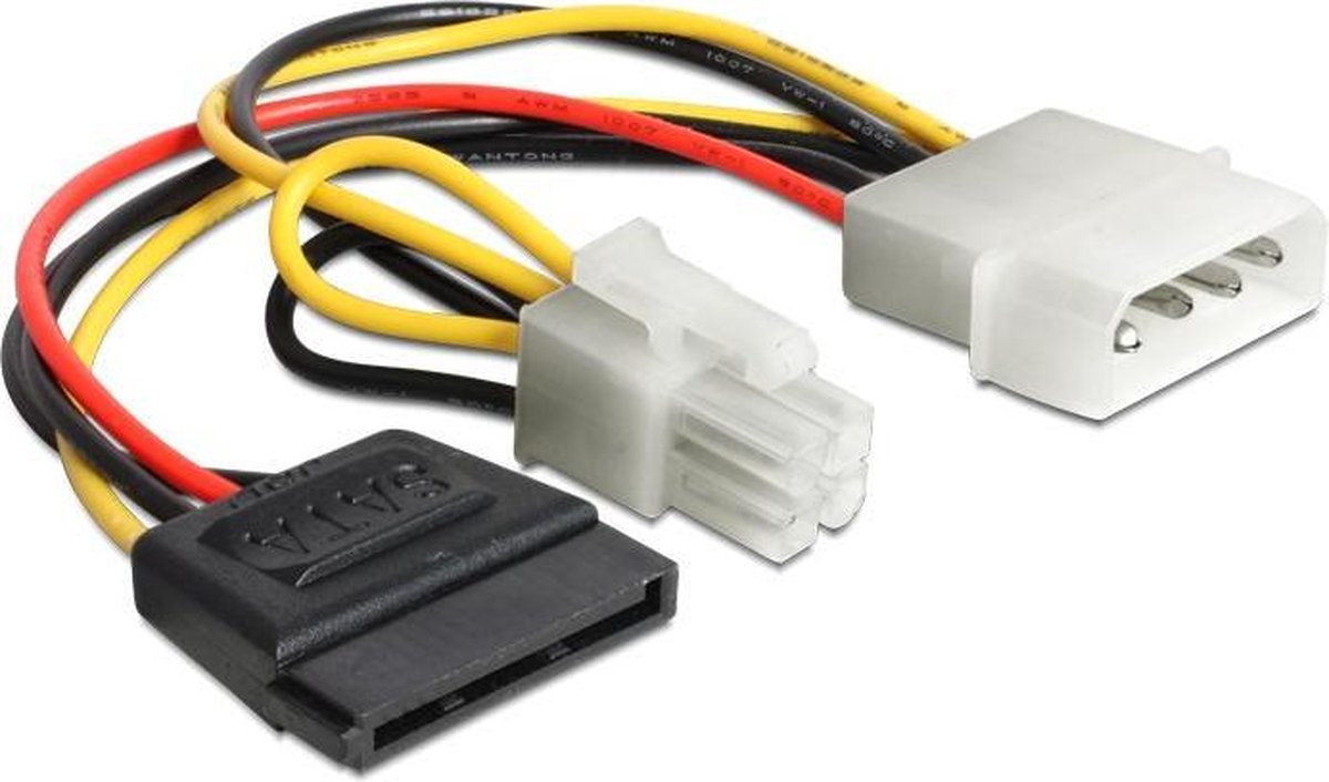 DeLOCK Molex (m) - ATX12V P4 (m) + SATA (v) voedingskabel - 0,15 meter