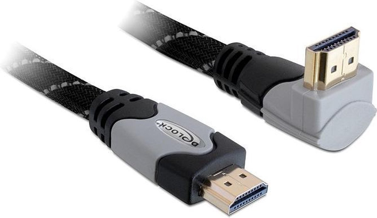 Delock - 1.4 High Speed HDMI kabel - eenzijdig haaks - 3 m - Zwart/Grijs