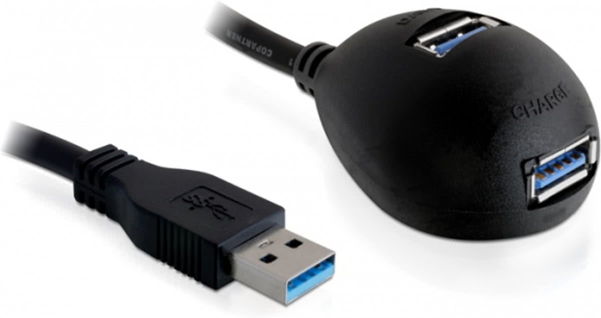 Delock - 2-Poorts USB Hub - Zwart