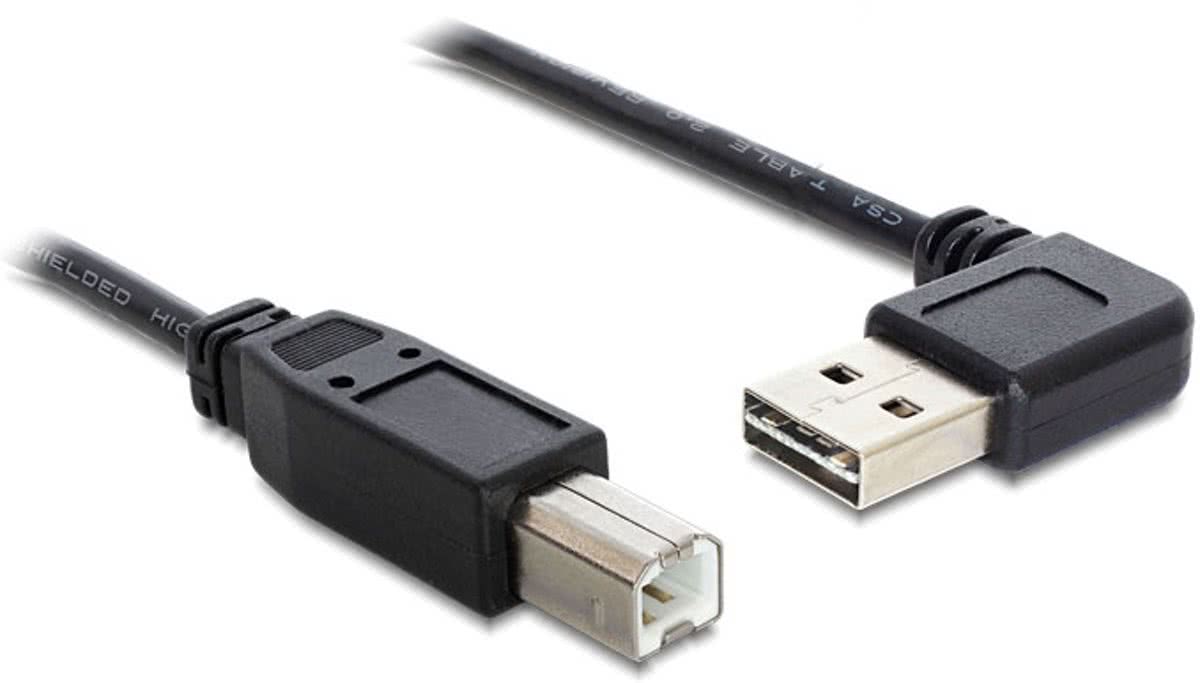 Easy-USB2.0 kabel USB-A haaks links/rechts - USB-B - 5 meter