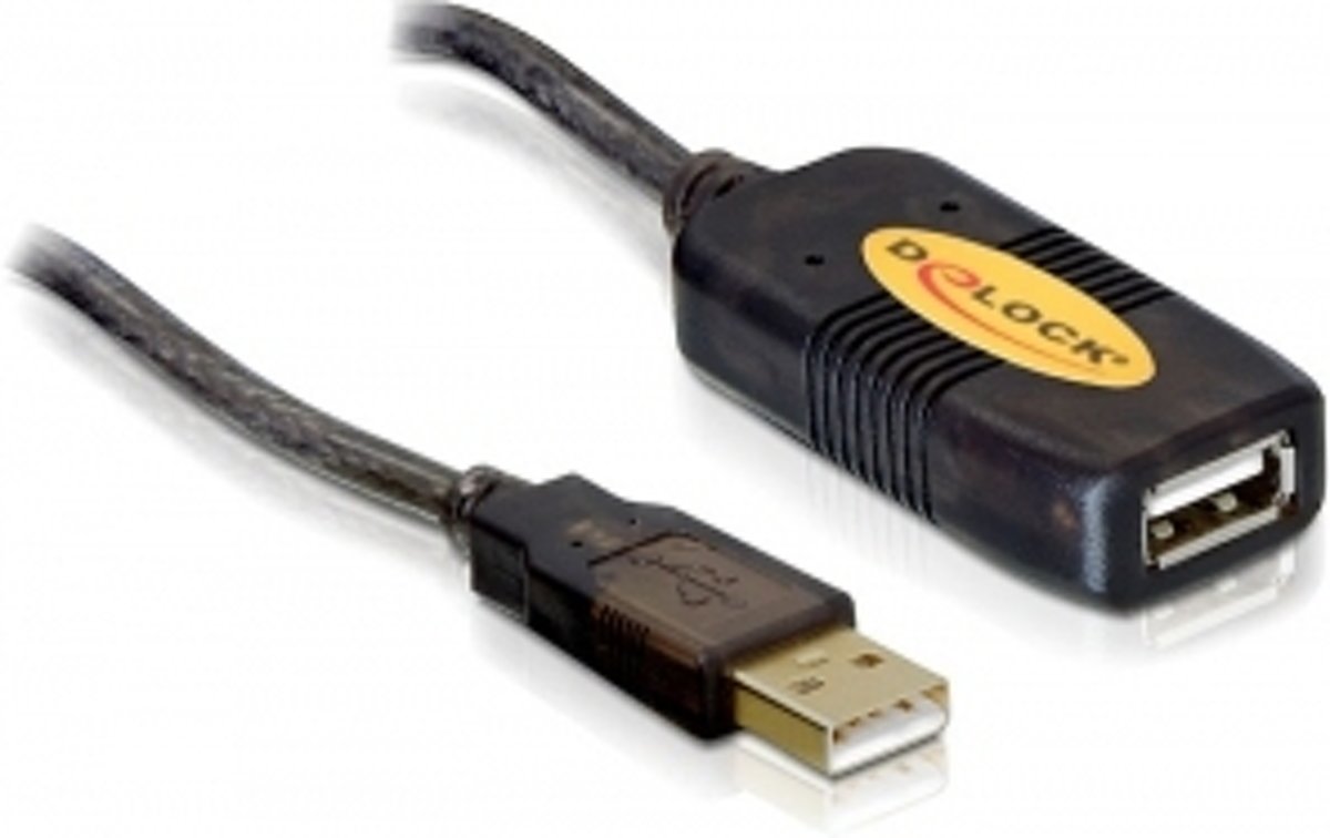 USB 2.0 Verlengkabel met Versterker - Zwart - 10 meter