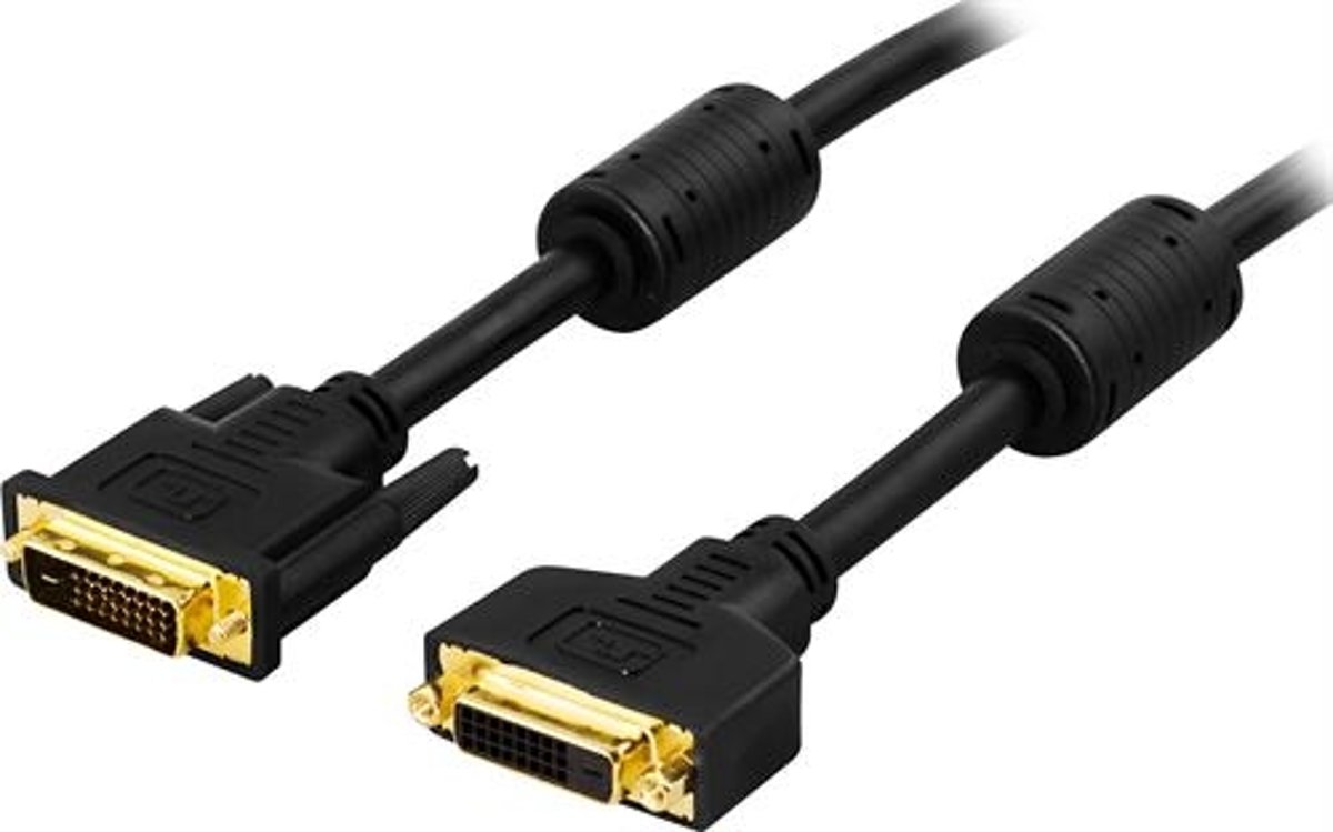 DELTACO DVI-602A – DVI Dual link verlengkabel – zwart – 2 meter