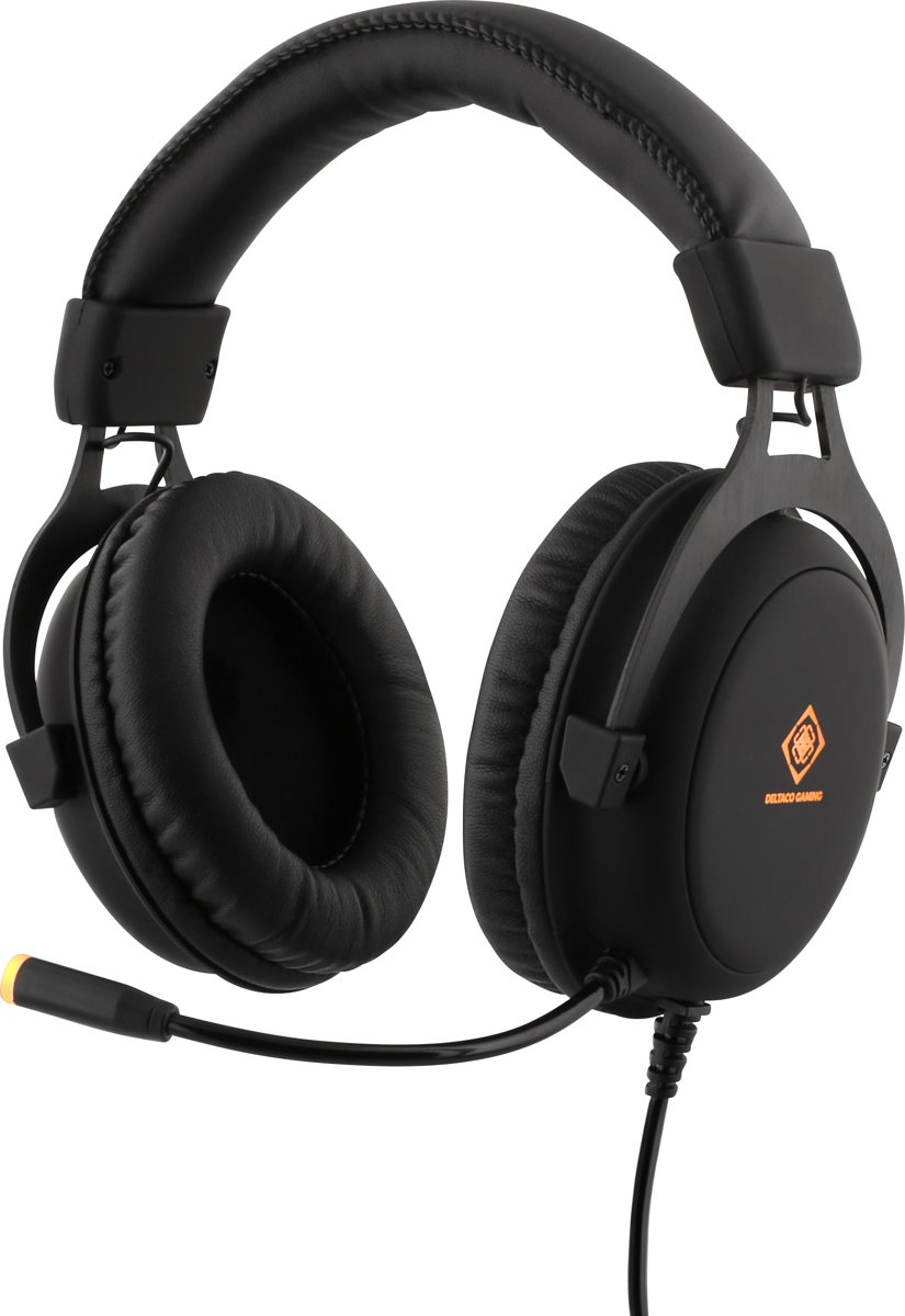 DELTACO GAM-030 Stereo Gaming Headset, 57mm drivers, 2 x 3.5 mm mini-jack, volume op headset, LED verlichting, zwart