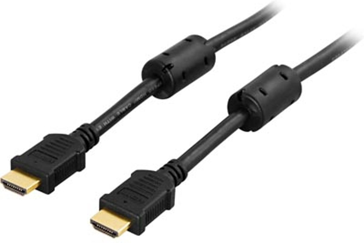 DELTACO HDMI-1030, Premium High Speed HDMI met Ethernet, 3D, 4K, Ultra HD 60Hz, vergulde connectoren, 19-pins mannelijk-mannelijk, 3m