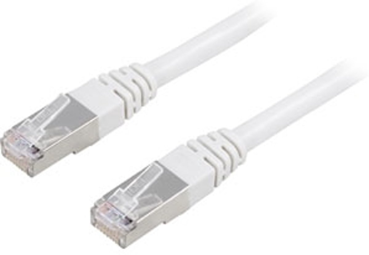 DELTACO TP-60V, Cat6, U/UTP, 100% koper patchkabel, RJ45, LSZH (Halogen Free) netwerkkabel, Delta gecertificeerd, wit, 0.5m