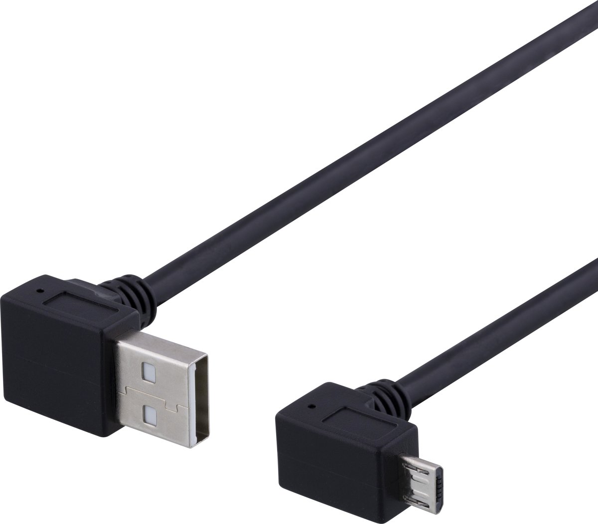 DELTACO USB-301SV 90 graden Micro USB-kabel – High Speed – 1 meter - zwart