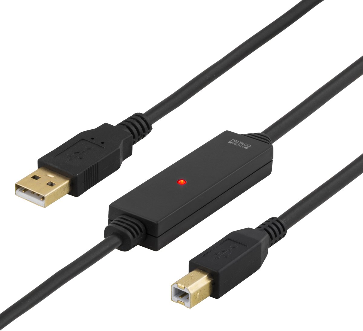 DELTACO USB-EX05M Actieve USB-A naar USB-B Verlengkabel - 5 meter