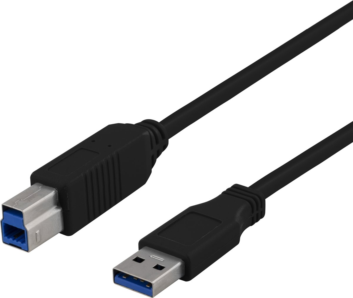 DELTACO USB3-150S – USB-A naar USB-B-kabel, 5 Gbps, USB 3.1 Gen 1, zwart – 5 meter