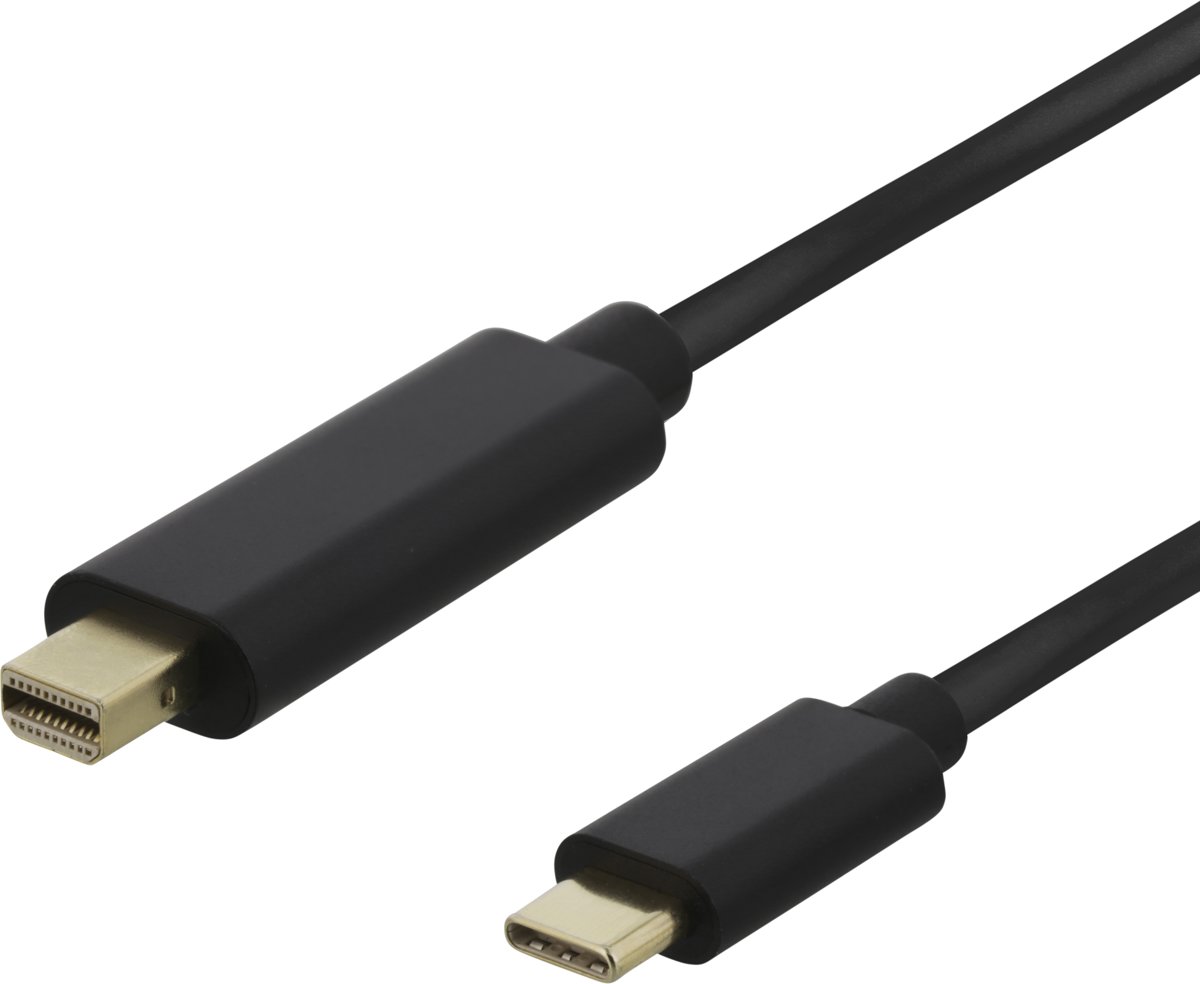 DELTACO USBC-DP052-K USB-C naar Mini DisplayPort kabel - 4K UHD - HDCP - 3D - 0,5 meter - Zwart