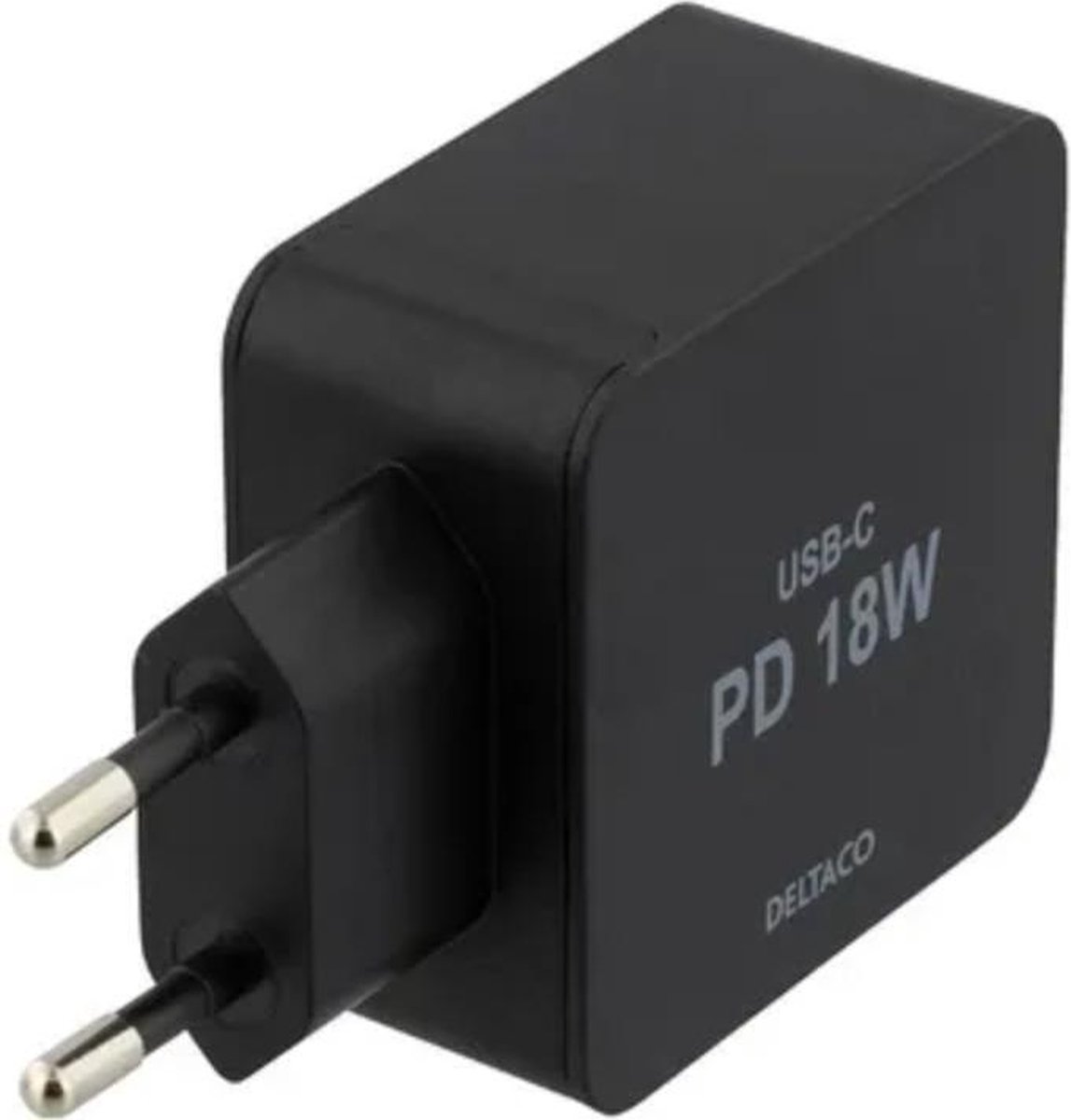 Deltaco USB-C Snellader 18W Power Delivery + Lightning kabel Zwart