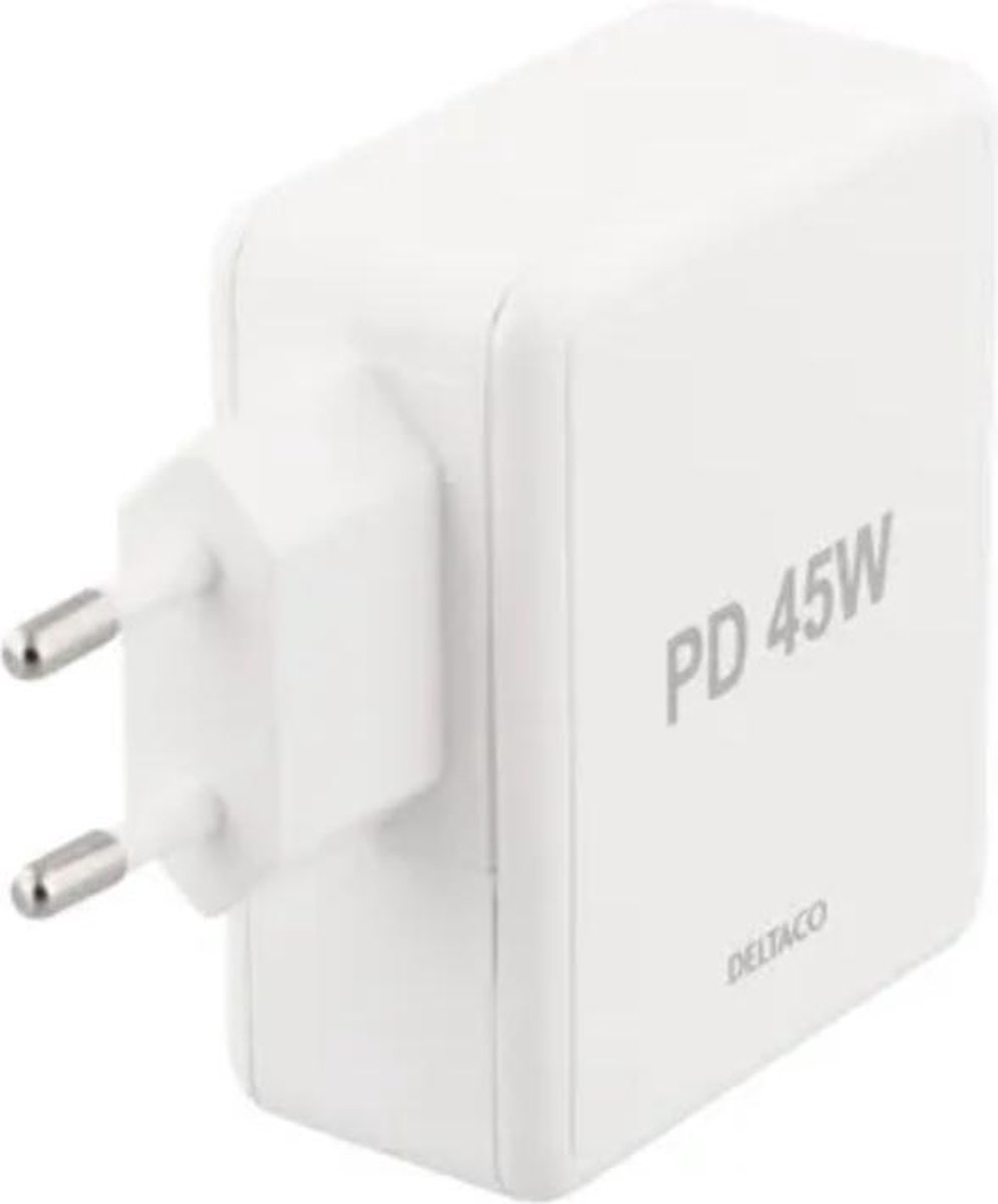 Deltaco USB-C Snellader 45W Power Delivery + Lightning kabel Wit