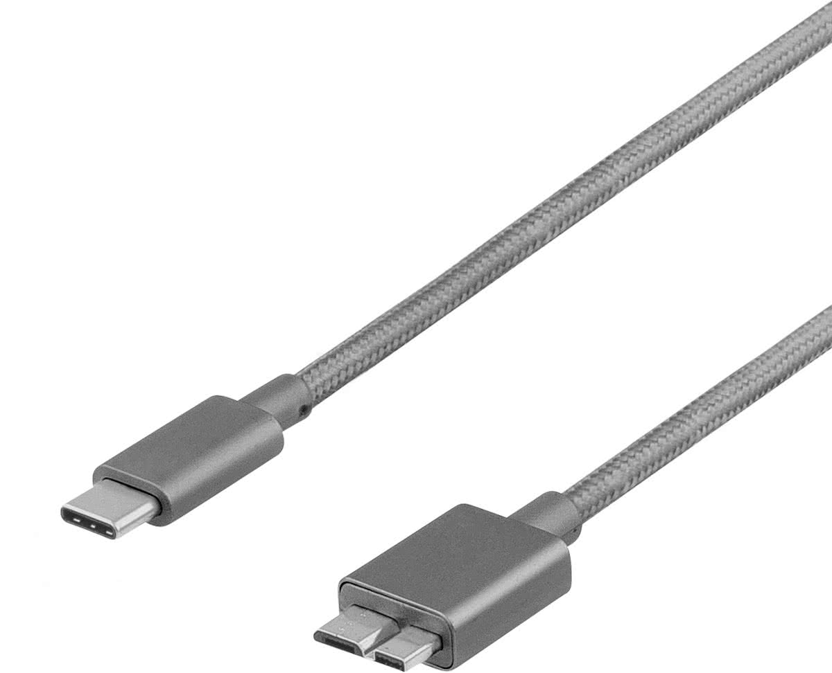 Deltaco USBC-1264 stoffen USB-C kabel 1 Meter MicroUSB type B USB 3.1 Gen 1 naar USB Type C spacegrey/donkergrijs