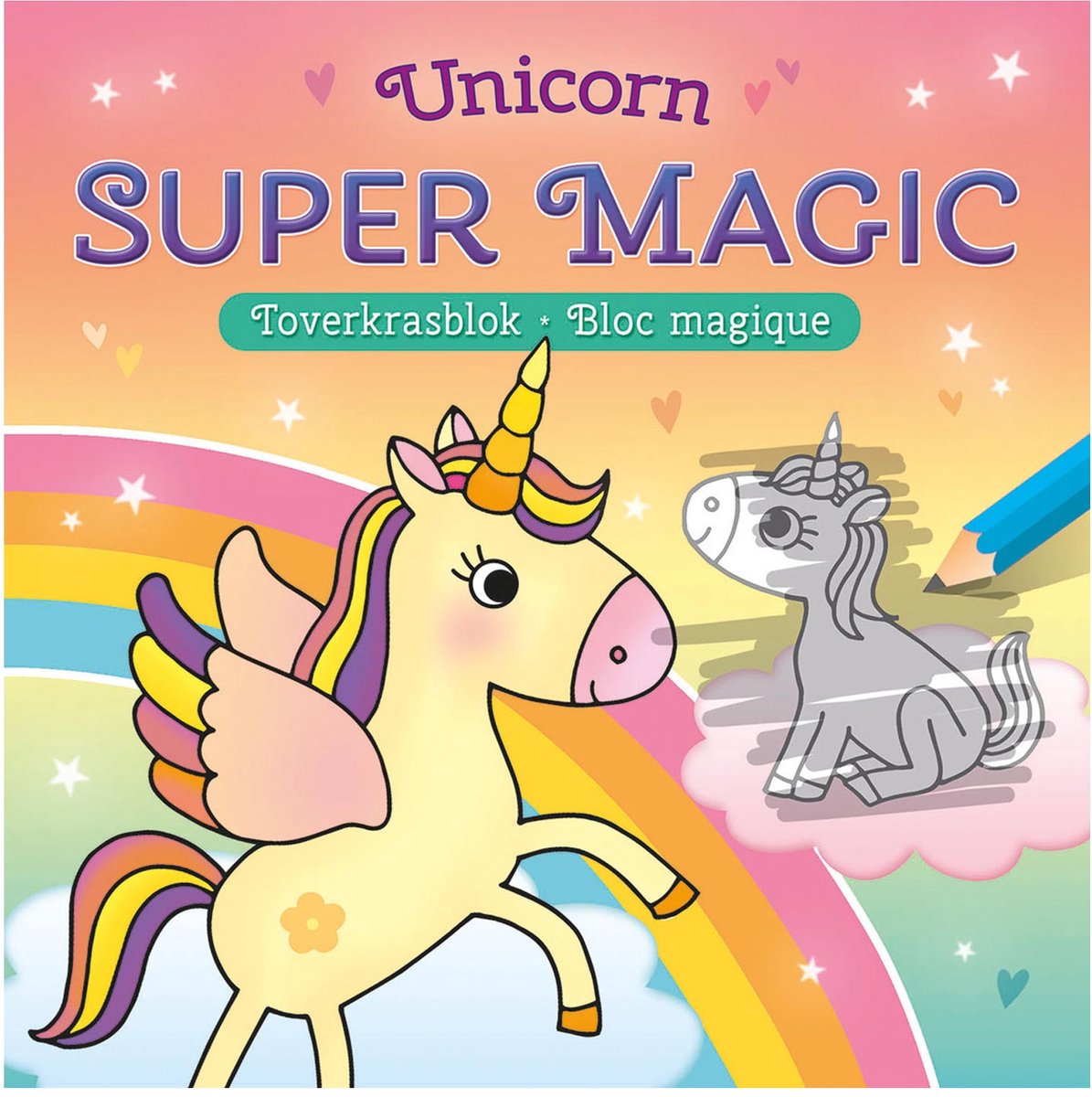 Unicorn Super Magic Toverkrasblok - Krasblok - Eenhoorn Krasboek - Kleurboek - Unicorn Kinder Kleurboek - Tekenboek Eenhoorn - Unicorn Tekenen