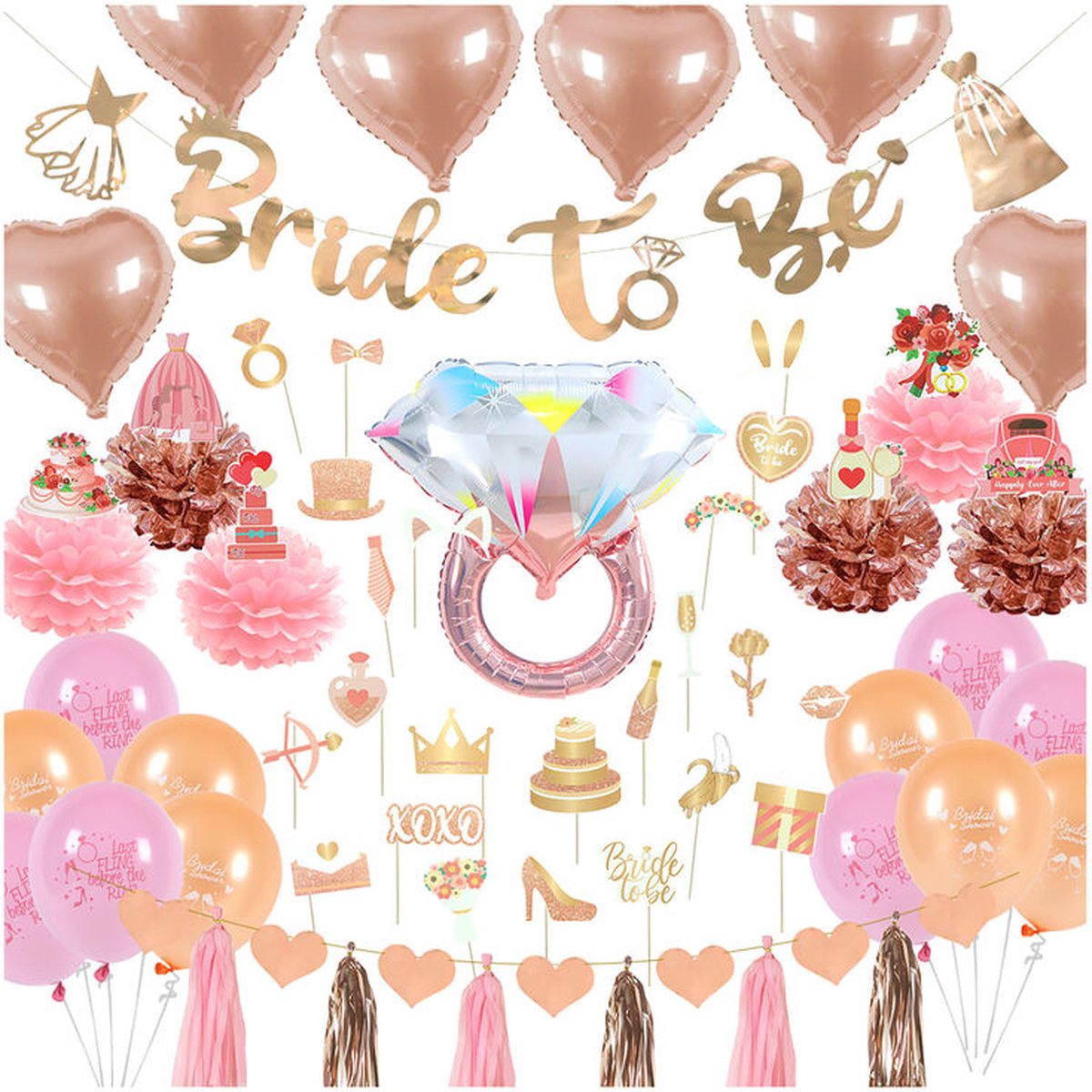 Deludere Bride to be partyset 51 stuks roze