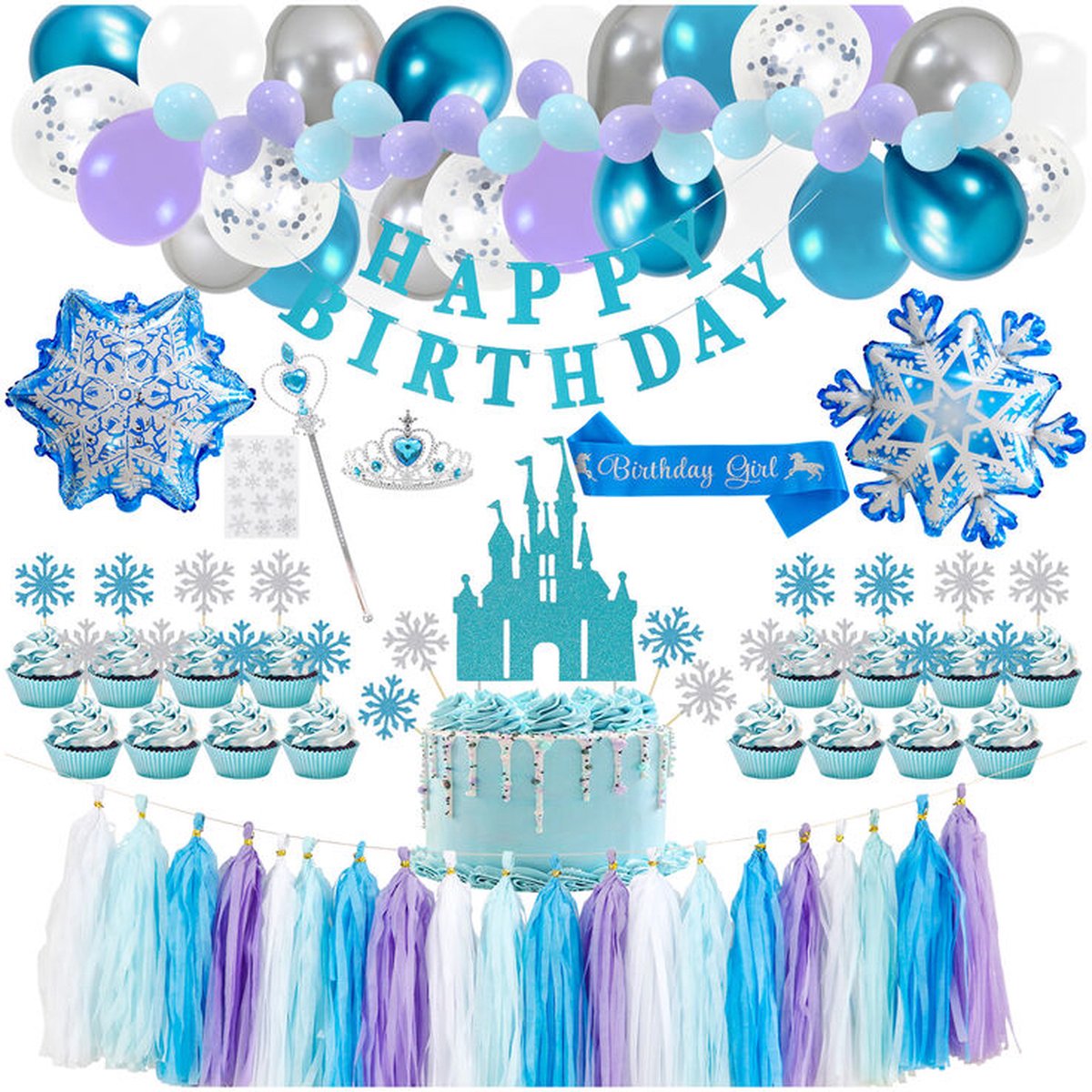 Deludere Happy Birthday partyset 89 stuks blauw