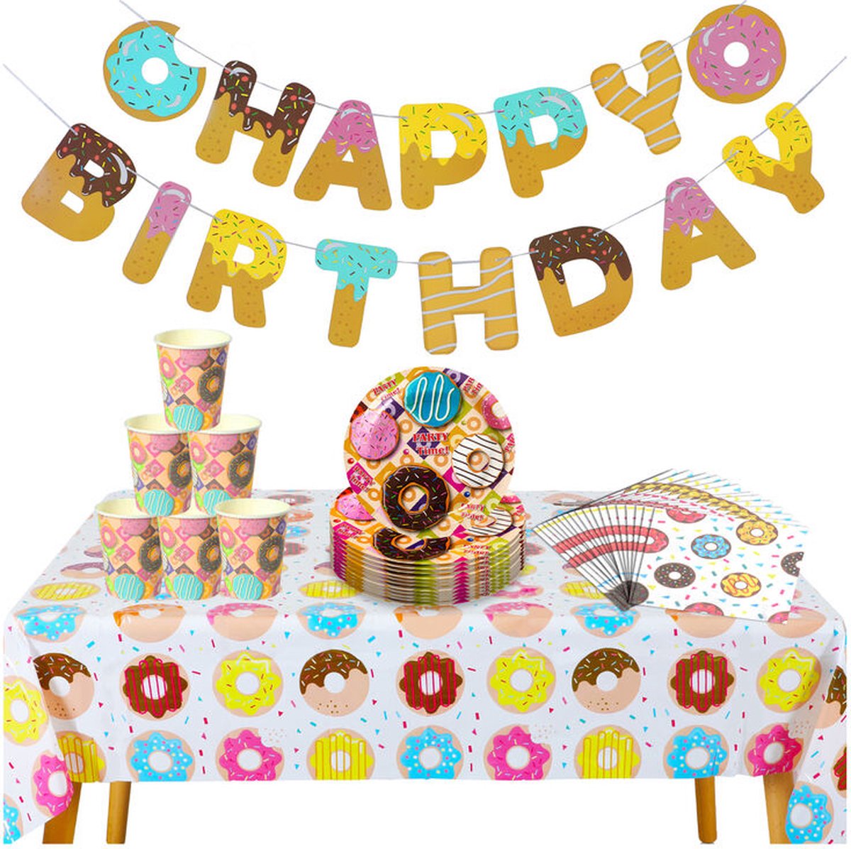 Deludere Happy birthday donuts partyset 62 stuks