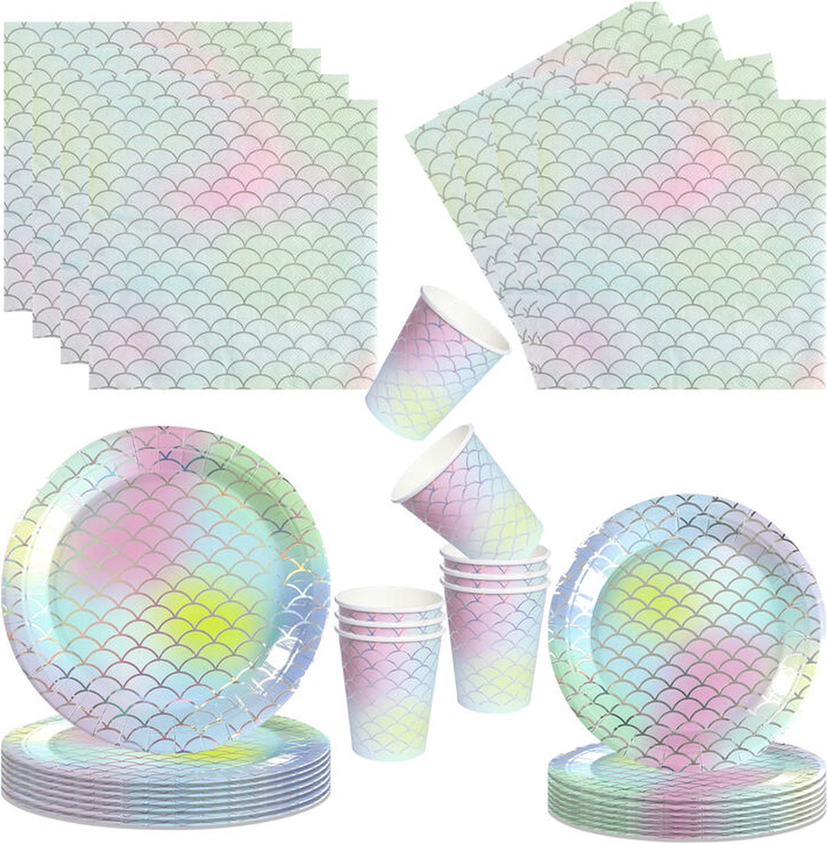 Deludere Partyset regenboog 64 stuks